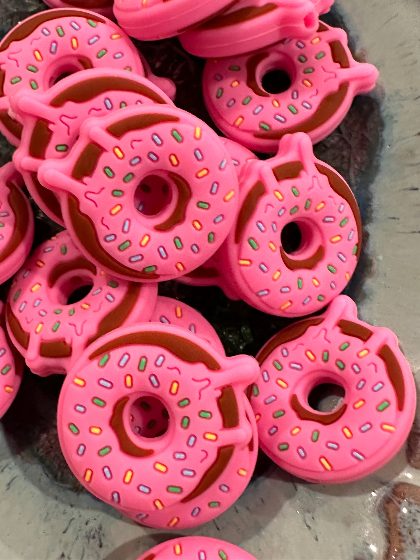 Pink donut focal bead