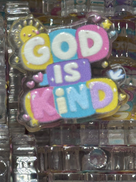 God is Kind colorful acrylic focal bead- set of 2/ focal bead/ pen beading / keychain bead/