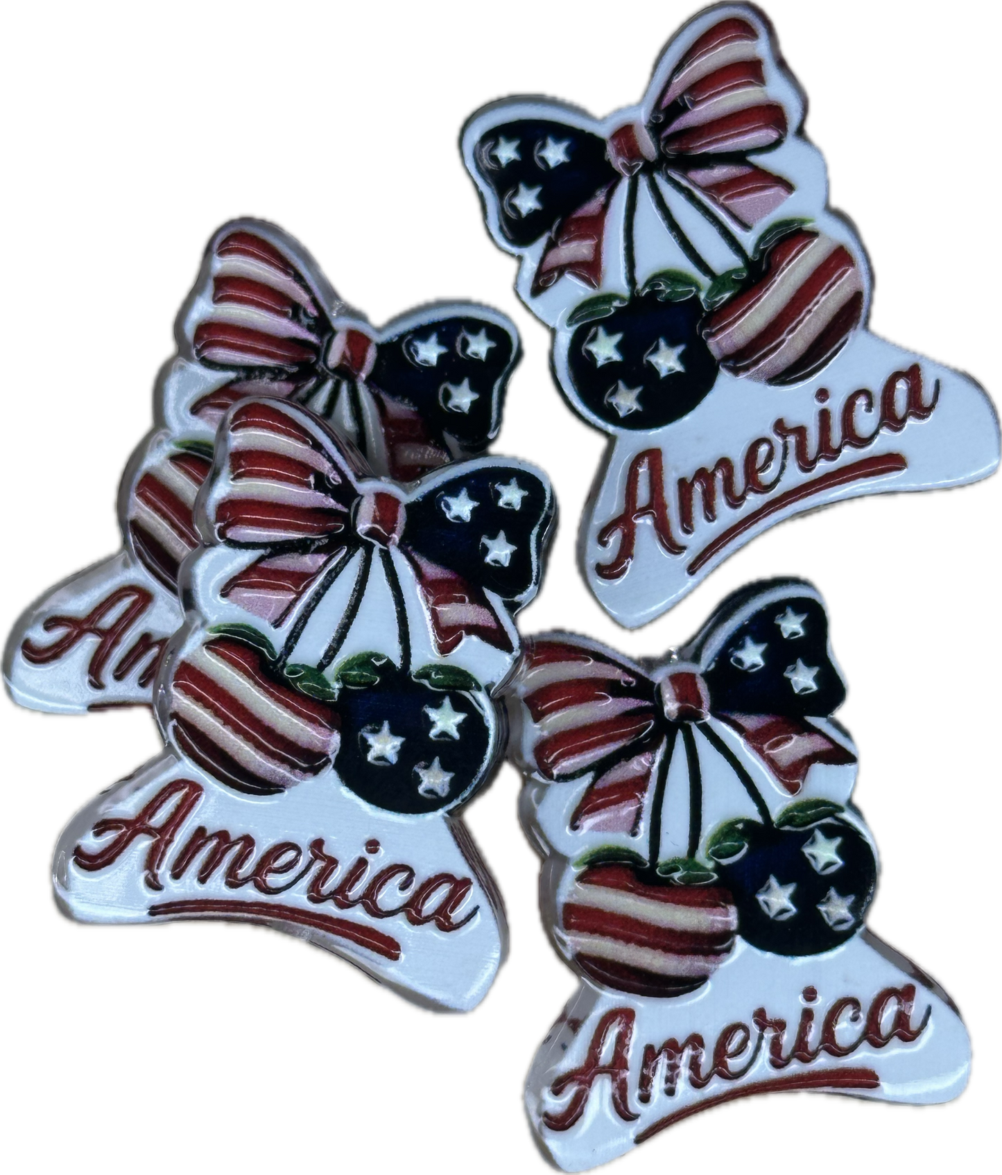 American Flag cherries acrylic focal bead- set of 2/ focal bead/ pen beading / keychain bead/ military/ patriotic