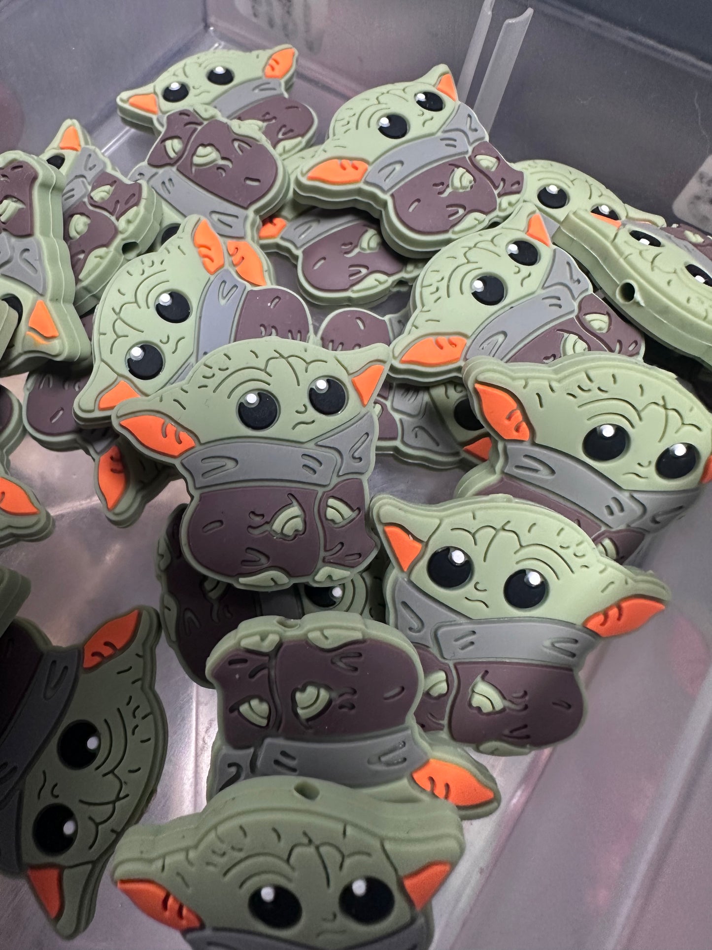 Baby green guy focal bead/star guy/ silicone focal bead/beadable pen bead