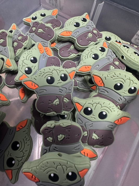 Baby green guy focal bead/star guy/ silicone focal bead/beadable pen bead