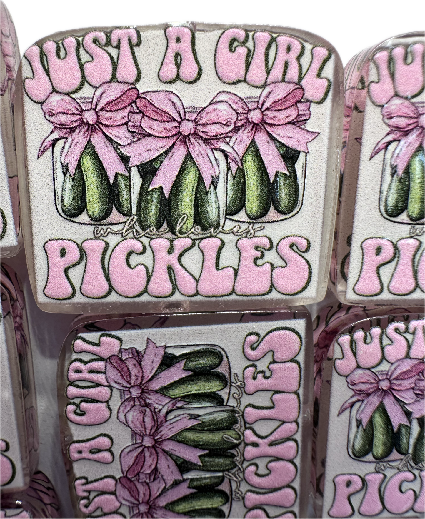Pickle lover acrylic focal bead- set of 2/ focal bead/ pen beading / keychain bead/