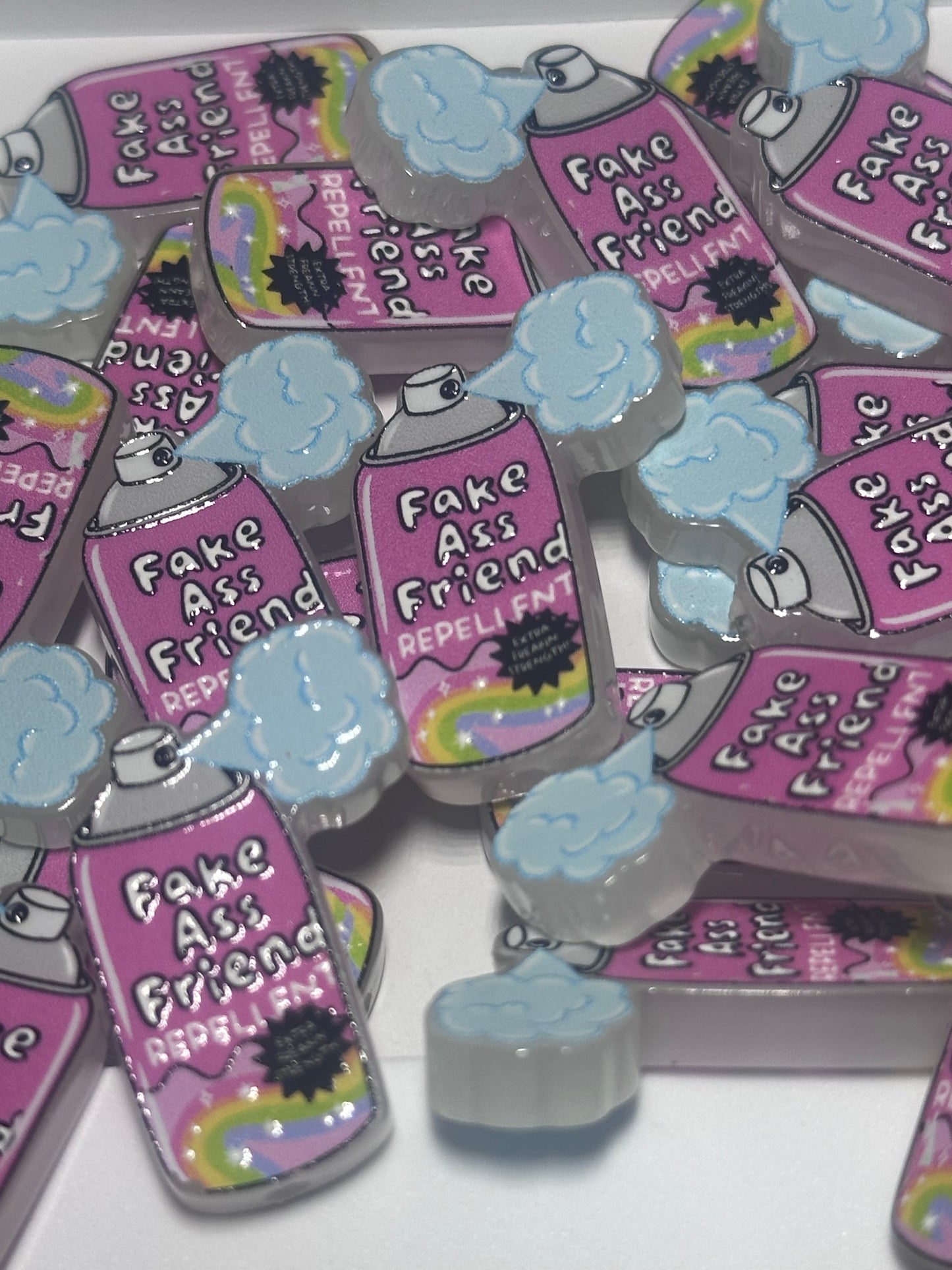 Fake friend spray acrylic focal bead- set of 2/ focal bead/ pen beading / keychain bead