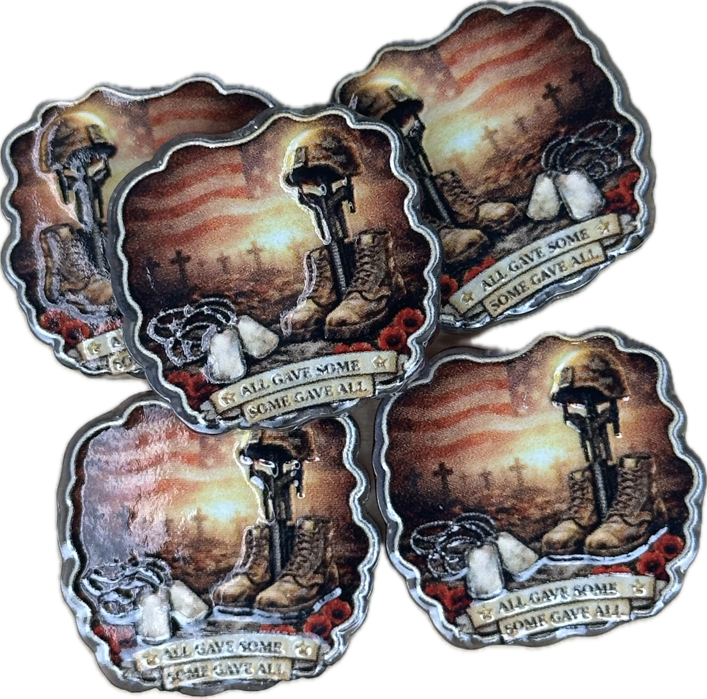 Veteran acrylic focal bead- set of 2/ focal bead/ pen beading / keychain bead/ military/ patriotic / custom bead