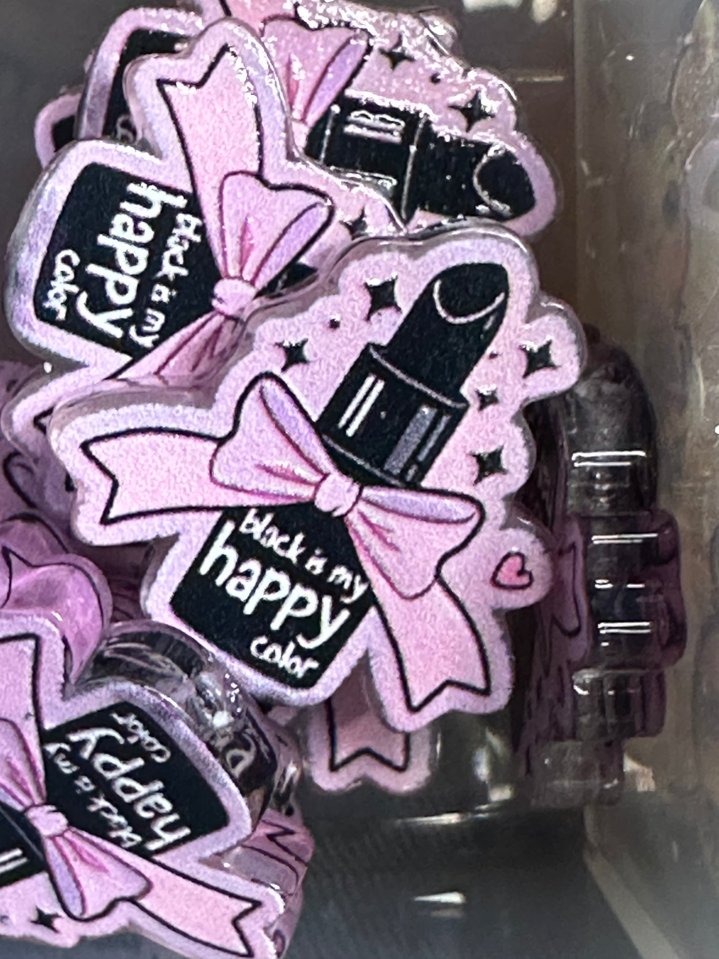 Black is my happy color acrylic focal bead- set of 2/ focal bead/ pen beading / keychain bead/