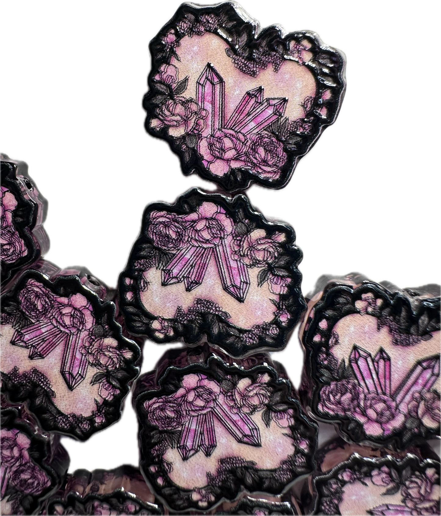 Gems and crystals acrylic focal bead- set of 2/ focal bead/ pen beading / keychain bead/good luck gems