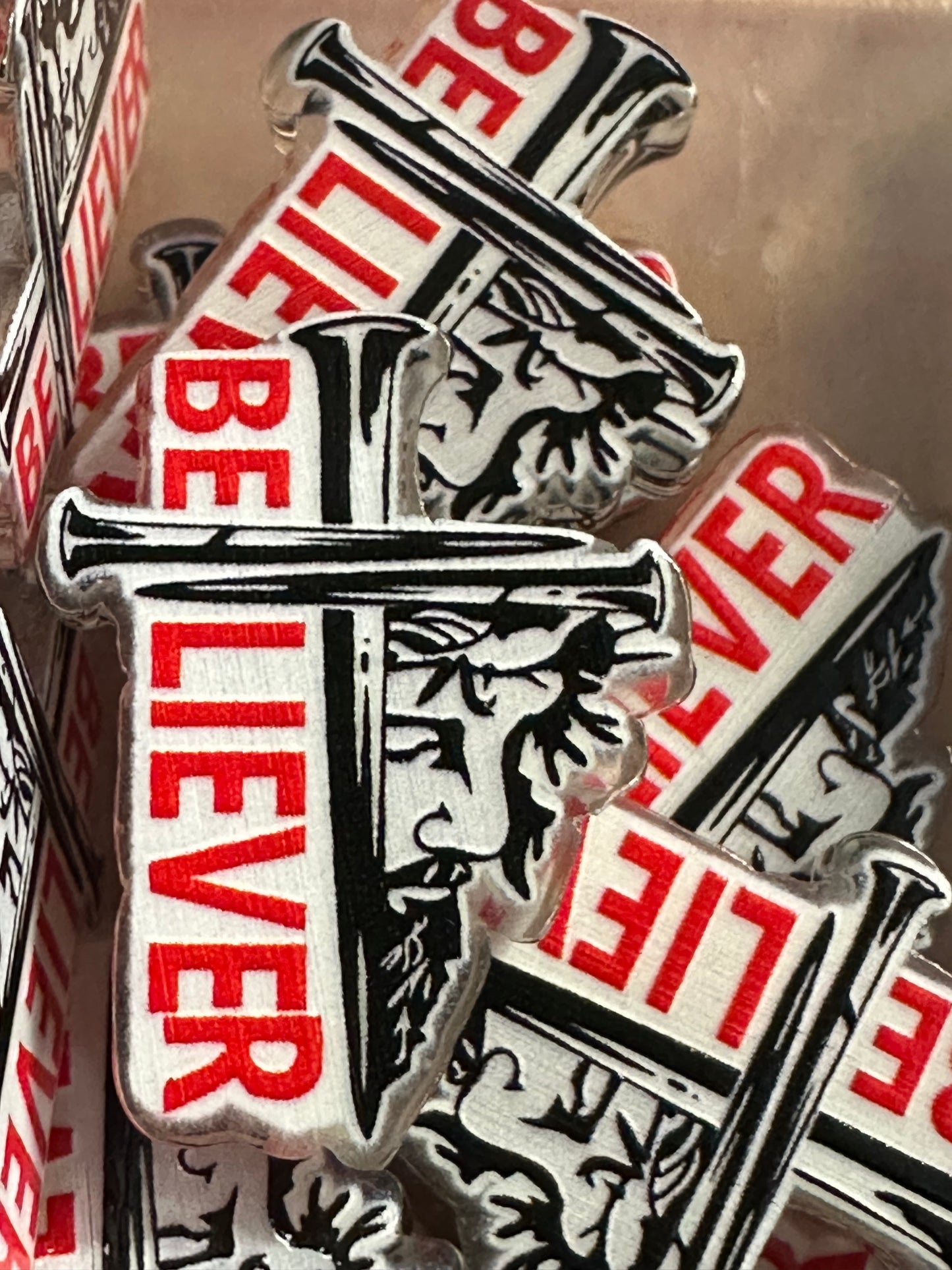 Believer acrylic focal bead- set of 2/ focal bead/ pen beading / keychain bead/ religious/ Jesus/ God