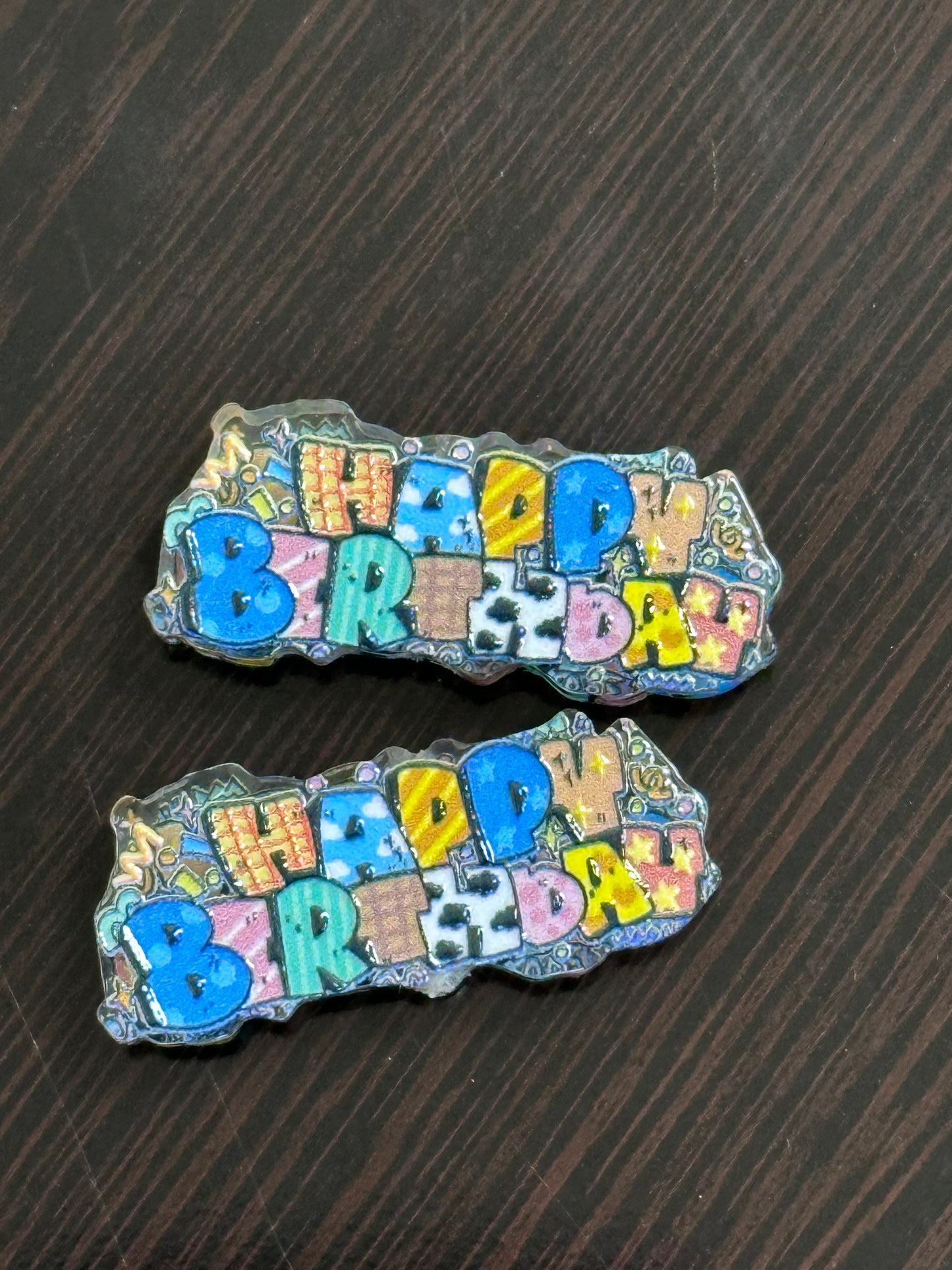 Happy Birthday acrylic focal bead- set of 2/ focal bead/ pen beading / keychain bead /cute for a birthday pen