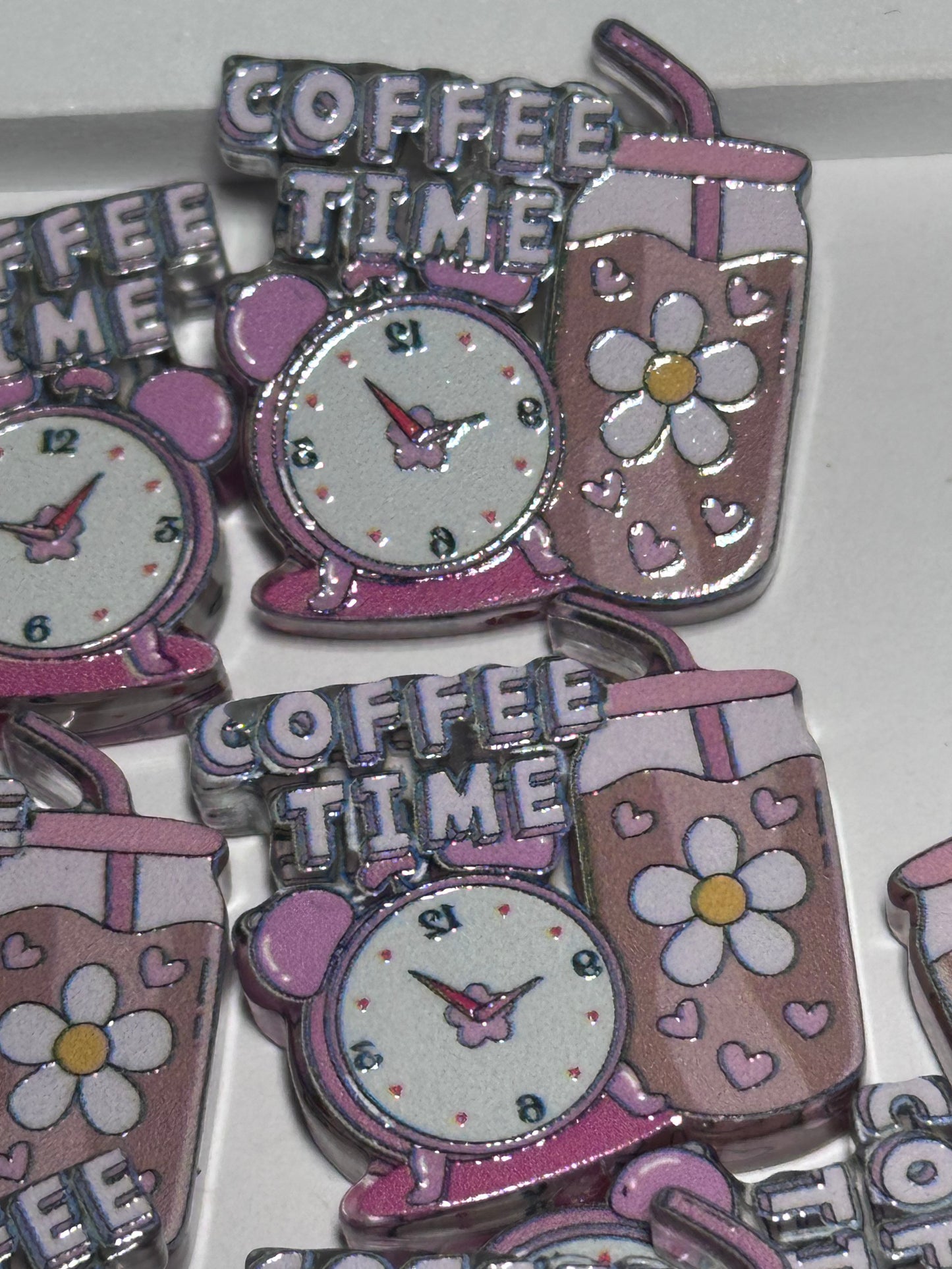 Coffee Time acrylic focal bead- set of 2/ focal bead/ pen beading / keychain bead/ drink