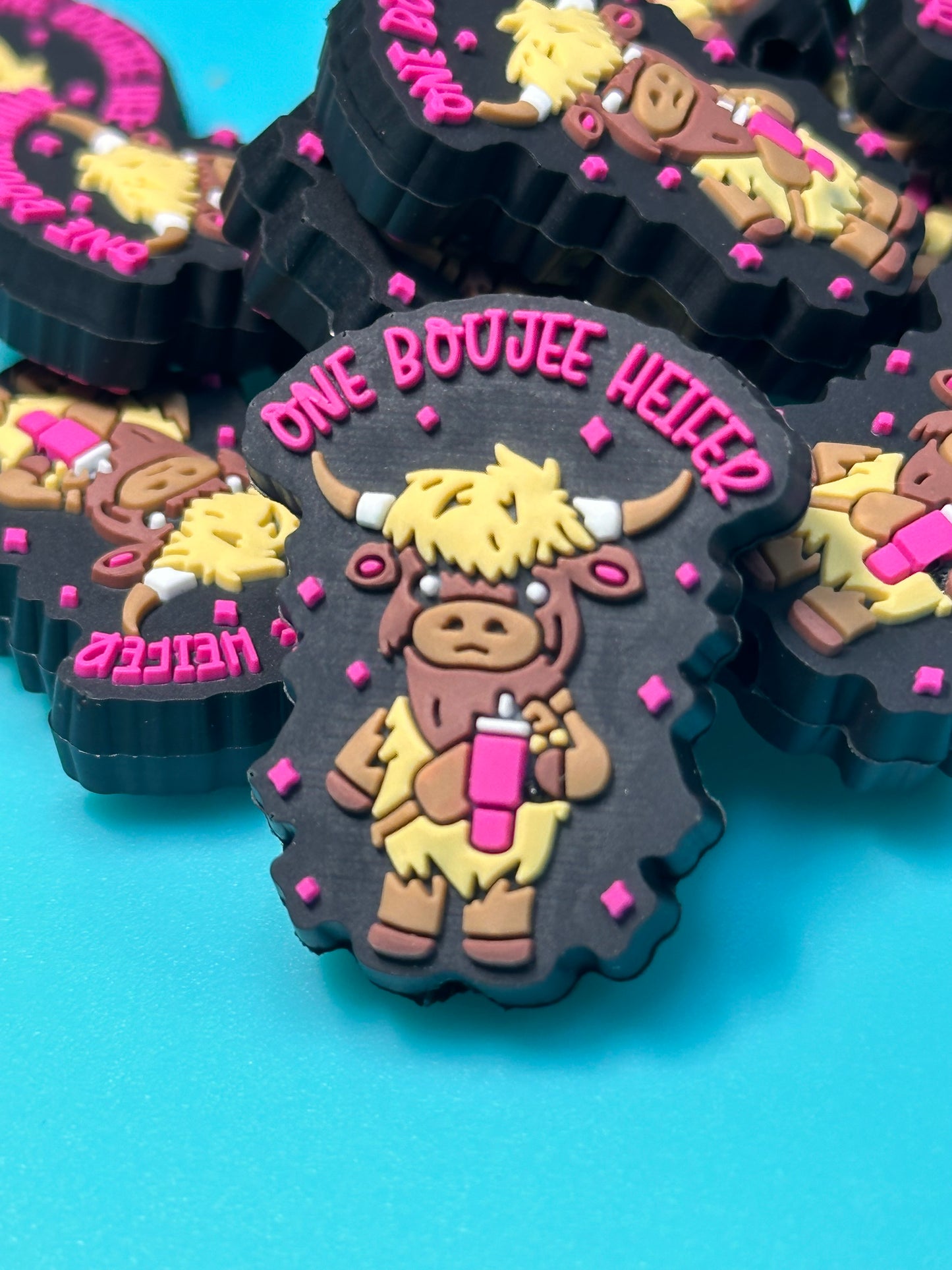 Boujee Highland Cow focal beads/hat/western cow/ heifer