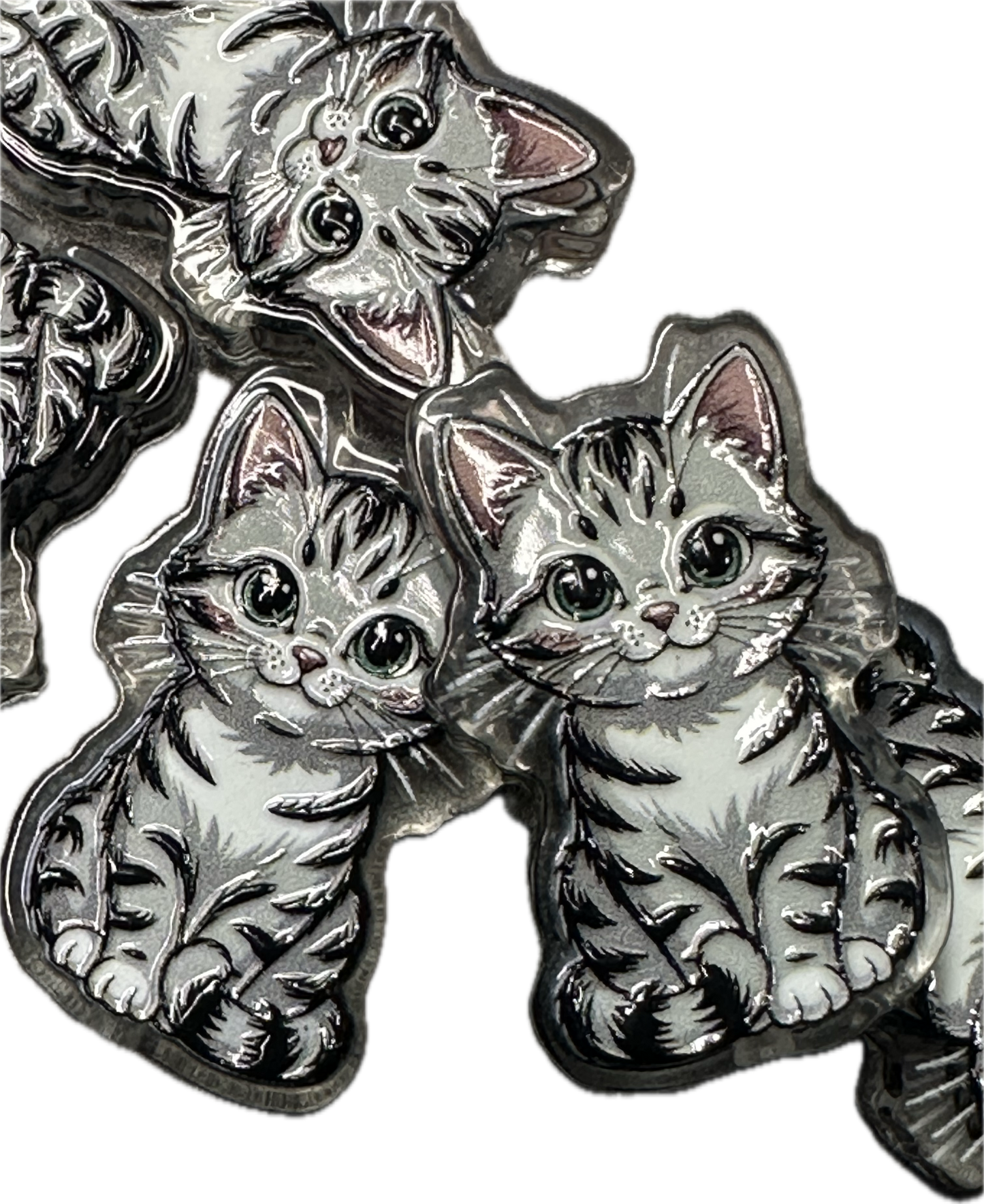 Grey striped kitty cat acrylic focal bead- set of 2/ focal bead/ pen beading / keychain bead/