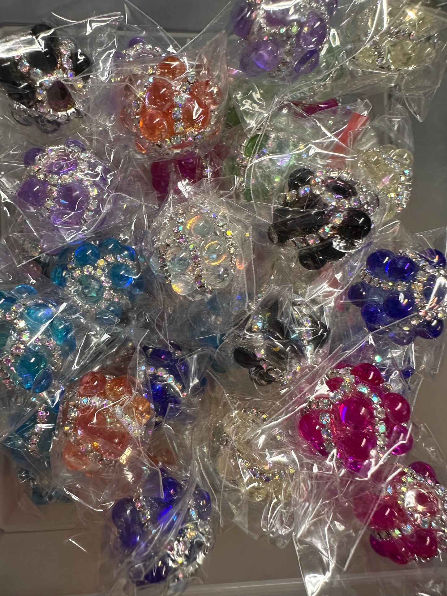 Handmade Rhinestone Accent Bead – Various Colors / elegant handcrafted beads/ pen bead/ bag charm bead