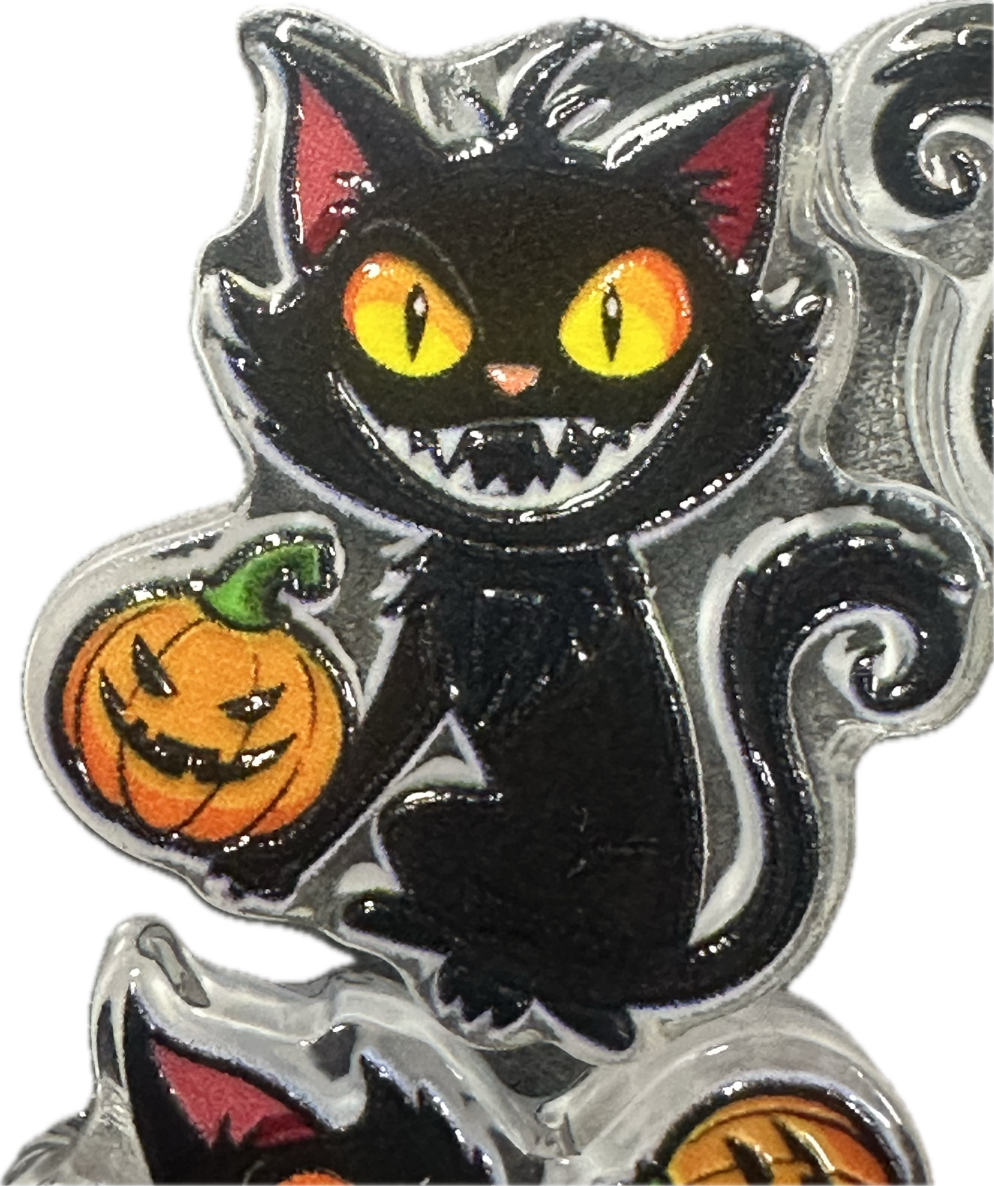 Halloween Black kitty cat acrylic focal bead- set of 2/ focal bead/ pen beading / keychain bead