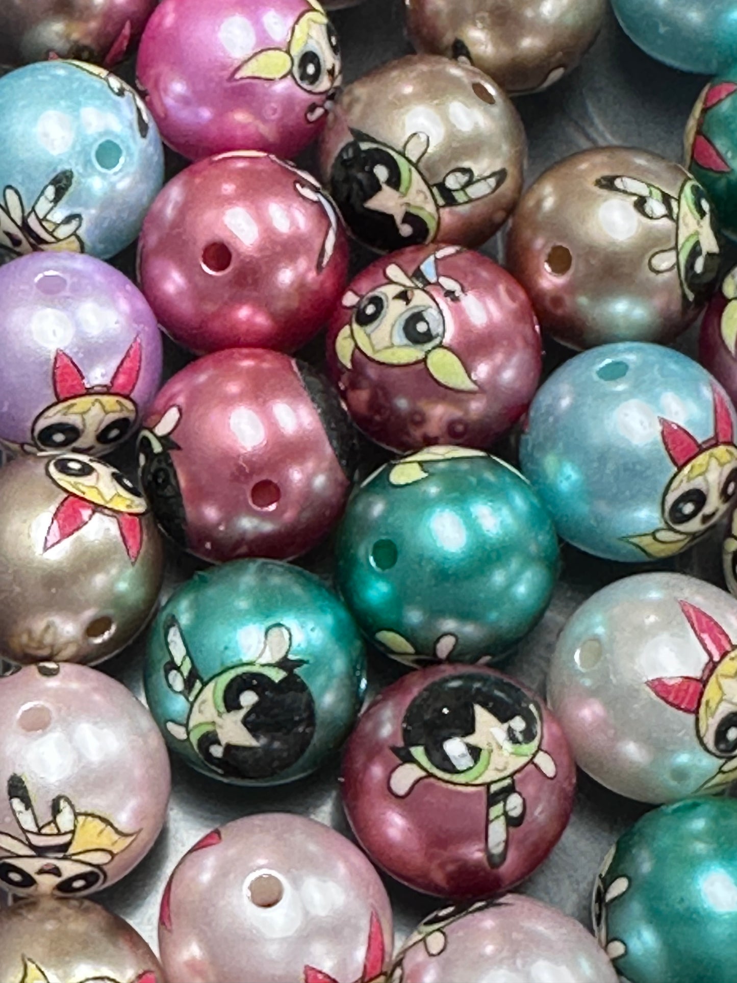 Ten (10) satin colorful PPG beads/ round shaped beads/ pen beading beads / keychain beads/ DIY/ 16mm/