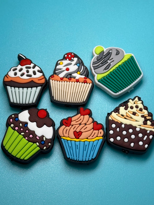 Cupcake Focal Bead/ beadable pen/ Silicone  bead/ keychain bead/