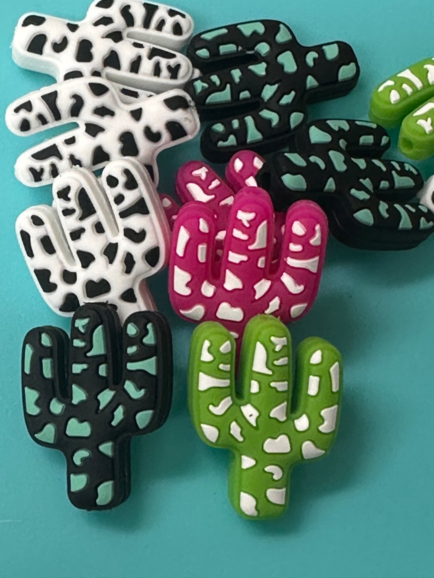 Cow spotted cactus Focal Bead/ silicone focal bead/ pen beads