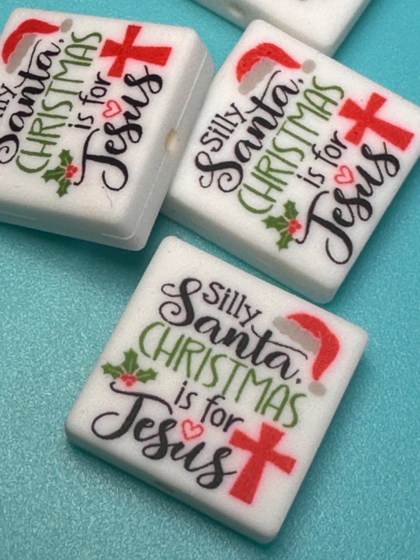 Christmas is for Jesus Focal Bead/ beadable pen/ Silicone bead/ keychain bead/Christmas Cross