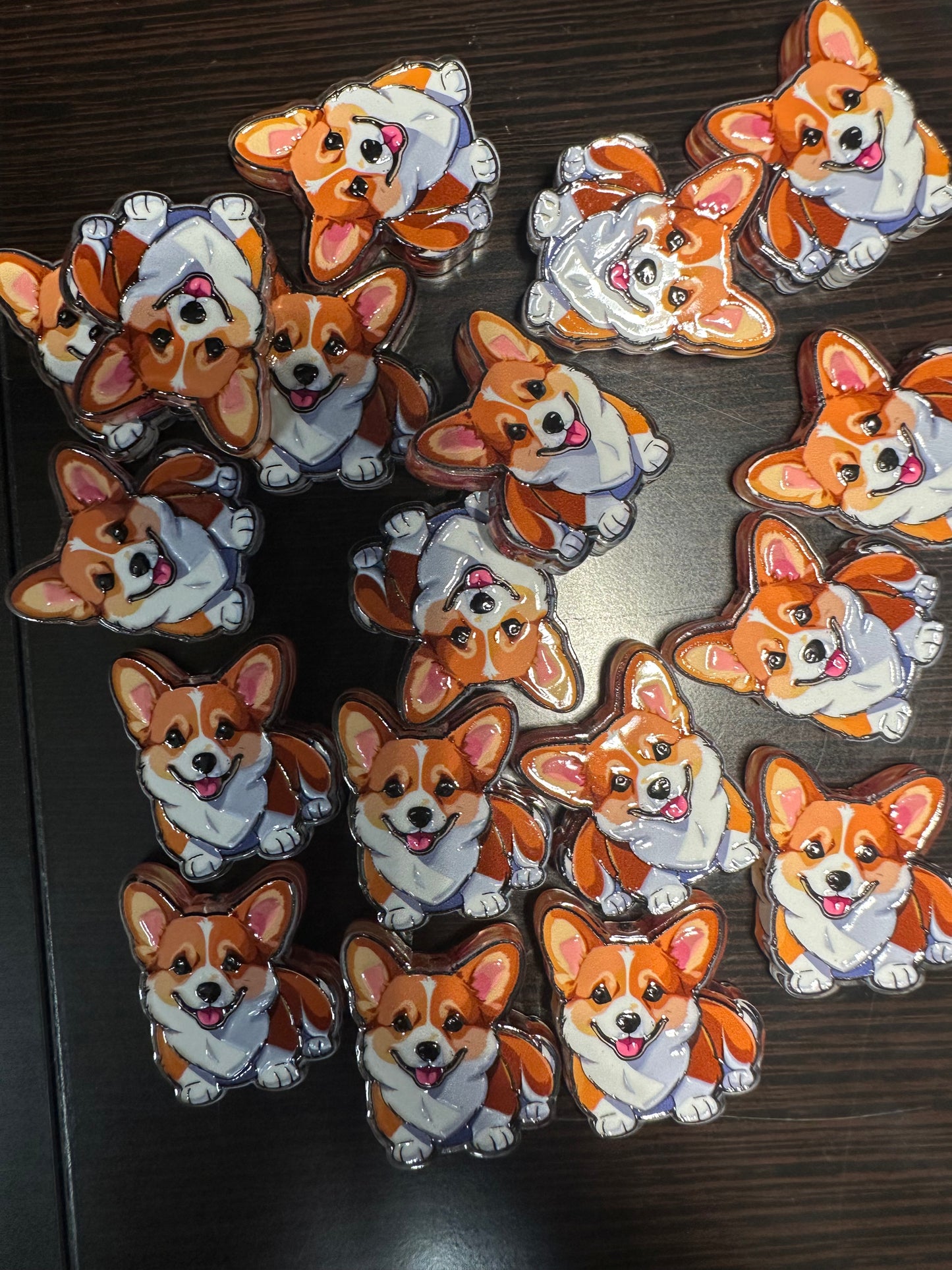 Corgi dog acrylic focal bead- set of 2/ focal bead/ pen beading / keychain bead/