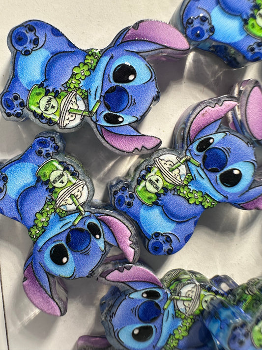 Blue guy acrylic focal bead- set of 2/ focal bead/ pen beading / keychain bead/Aloha