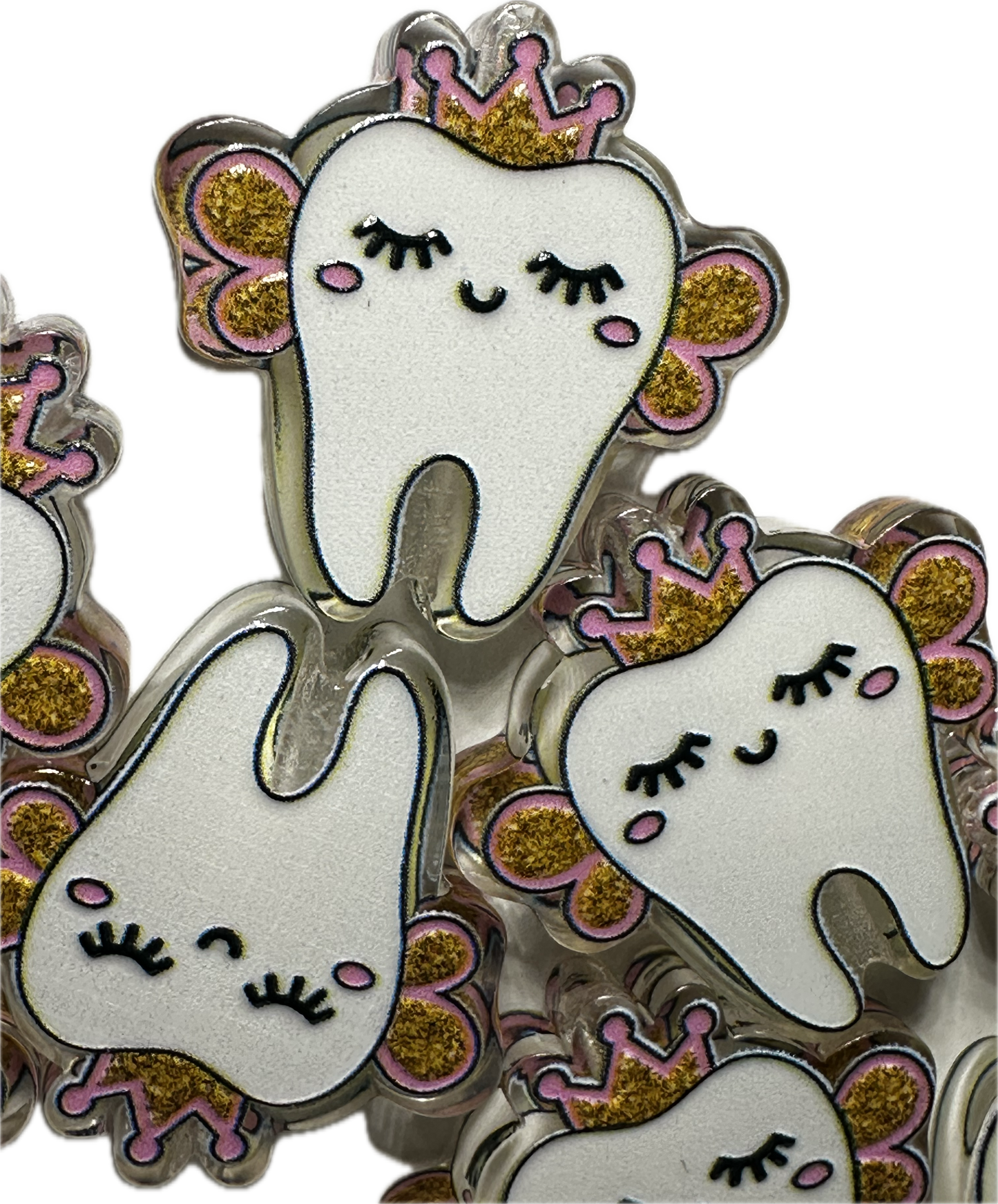 Tooth with crown design acrylic focal bead- set of 2/ focal bead/ pen beading / keychain bead/Dentist