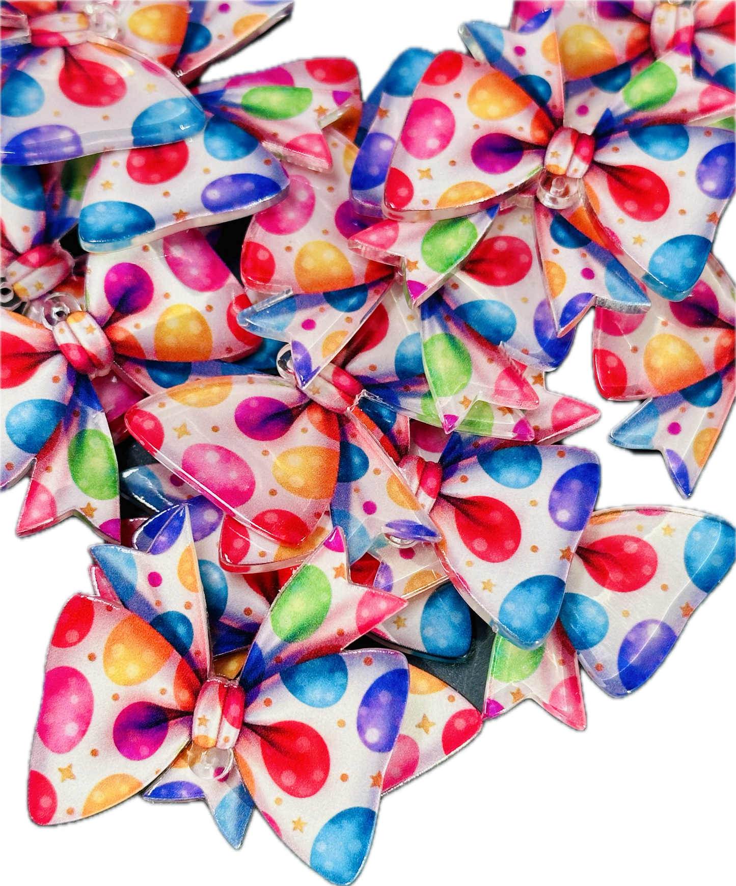 Colorful Polka Dot Bow Acrylic Pendants – Cute Bow Charms for DIY Crafts (Set of 5)