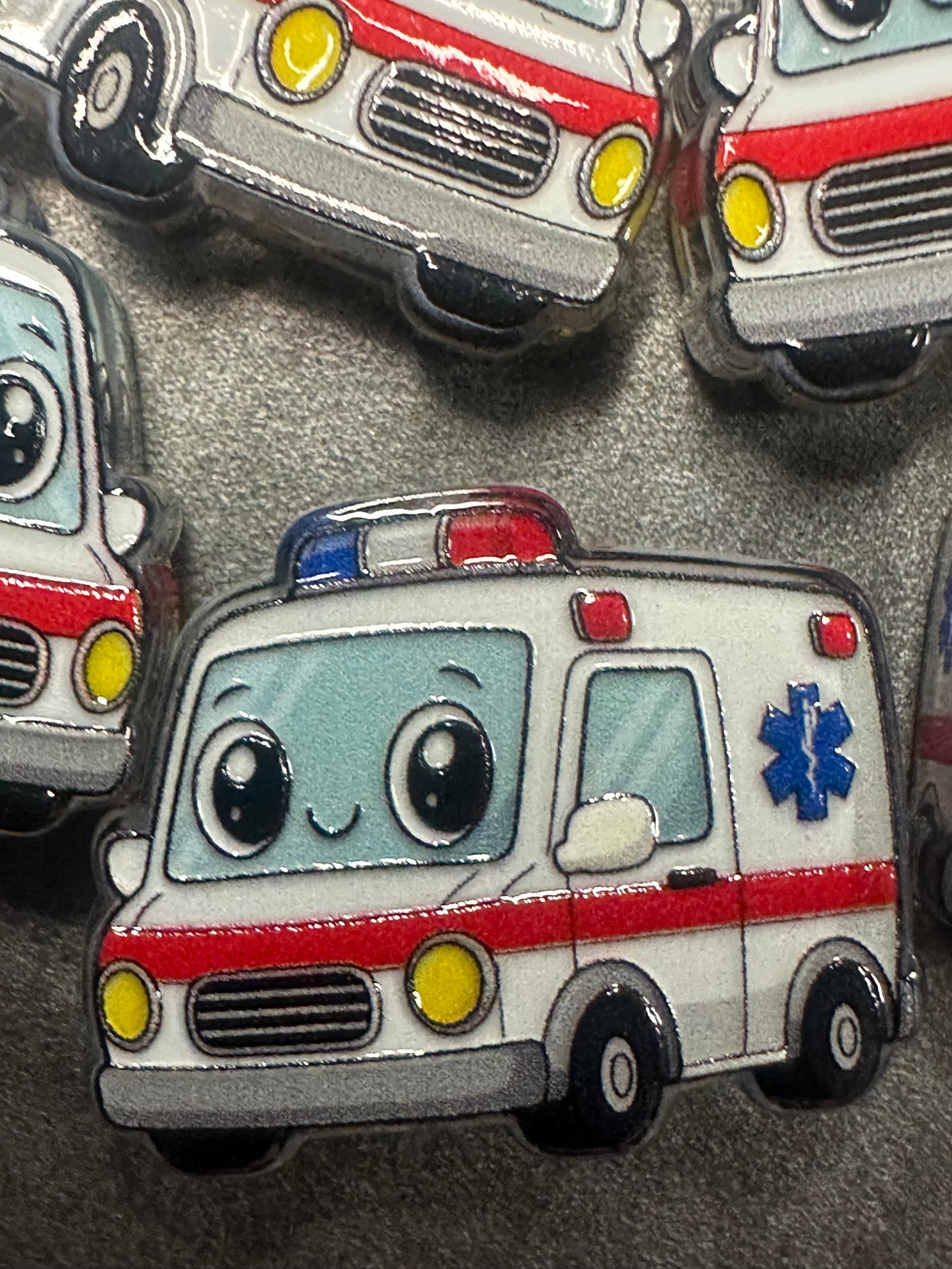 Ambulance acrylic focal bead- set of 2/ focal bead/ pen beading / keychain bead/ paramedics
