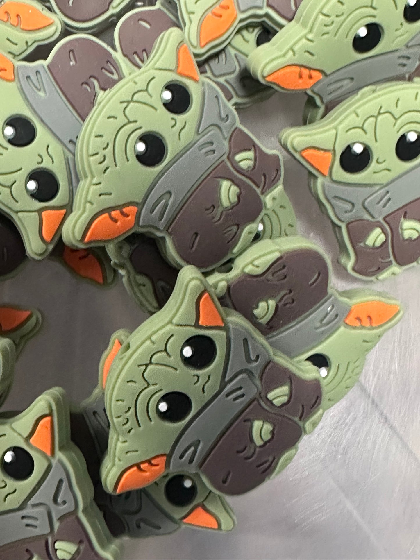 Baby green guy focal bead/star guy/ silicone focal bead/beadable pen bead