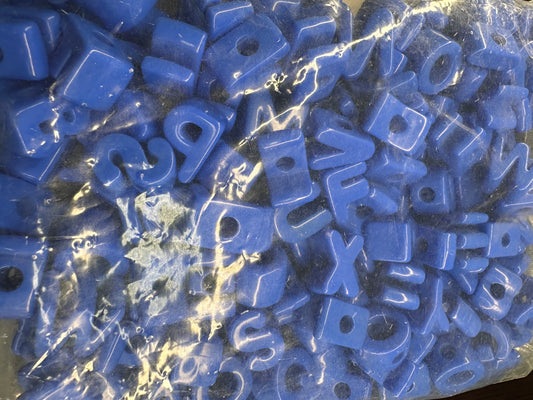 Bright Blue Plastic Letter Beads – Bulk Bag of Mixed A–Z Alphabet Beads (Vertical Hole) over 150 mixed colors alphabet