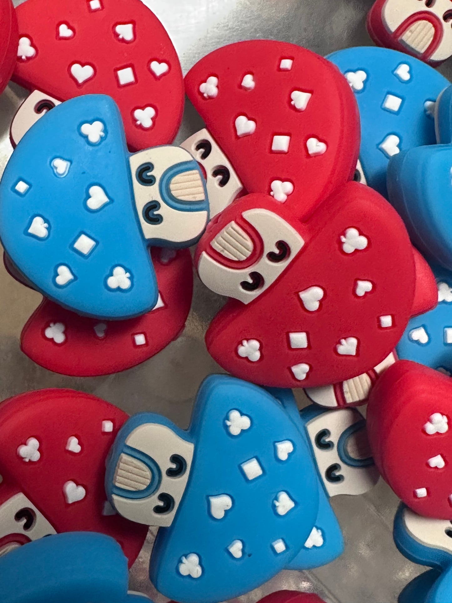 Red or Blue Mushroom Focal Bead/ fungi - 2 beads included