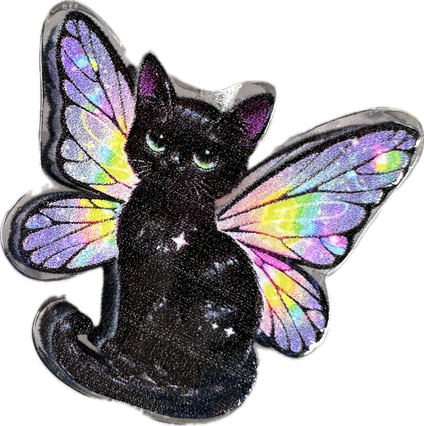 Black cat with wings acrylic focal bead- set of 2/ focal bead/ pen beading / keychain bead / angel cat/ butterfly wings
