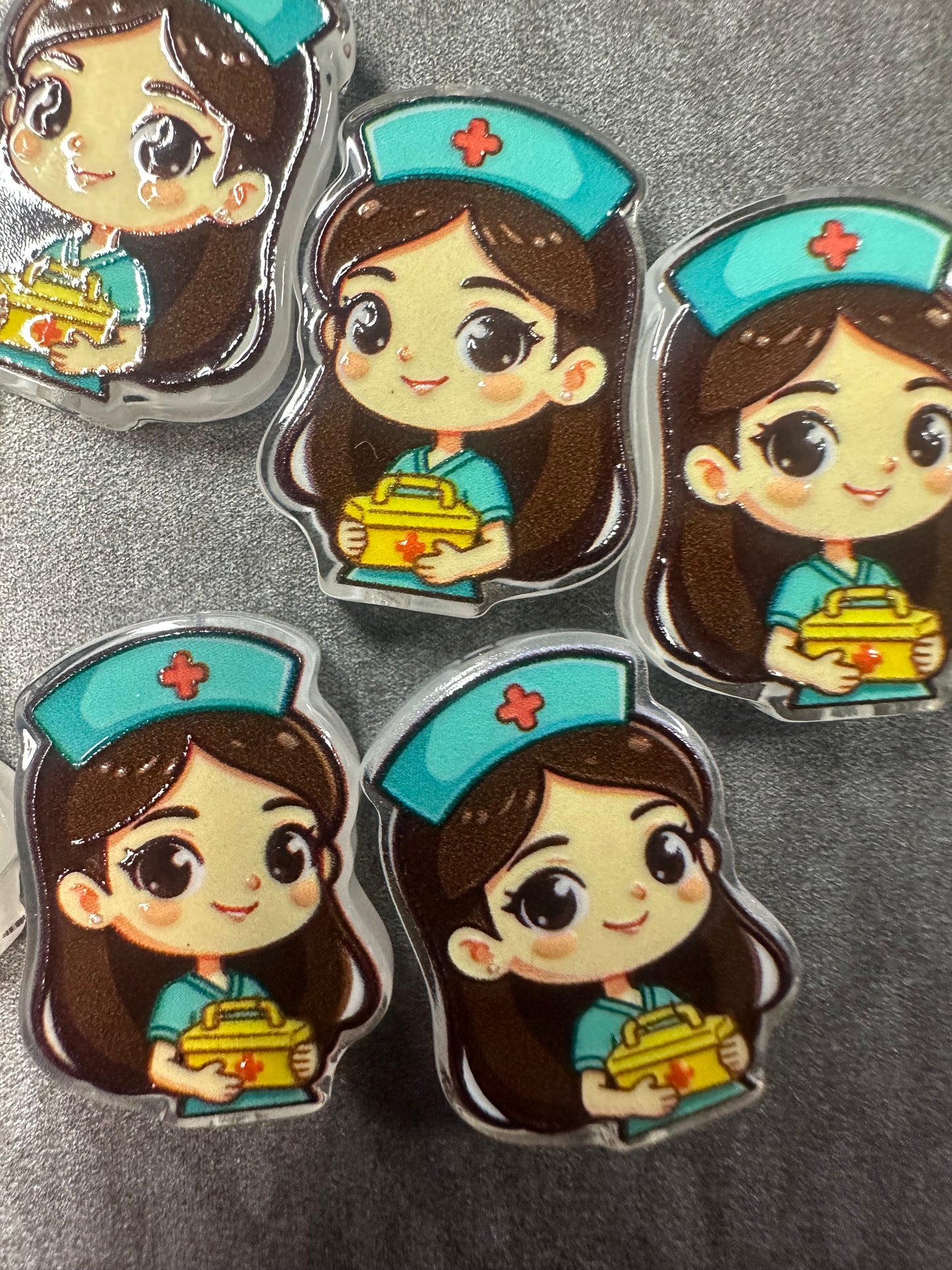 Nurse acrylic focal bead- set of 2/ focal bead/ pen beading / keychain bead/