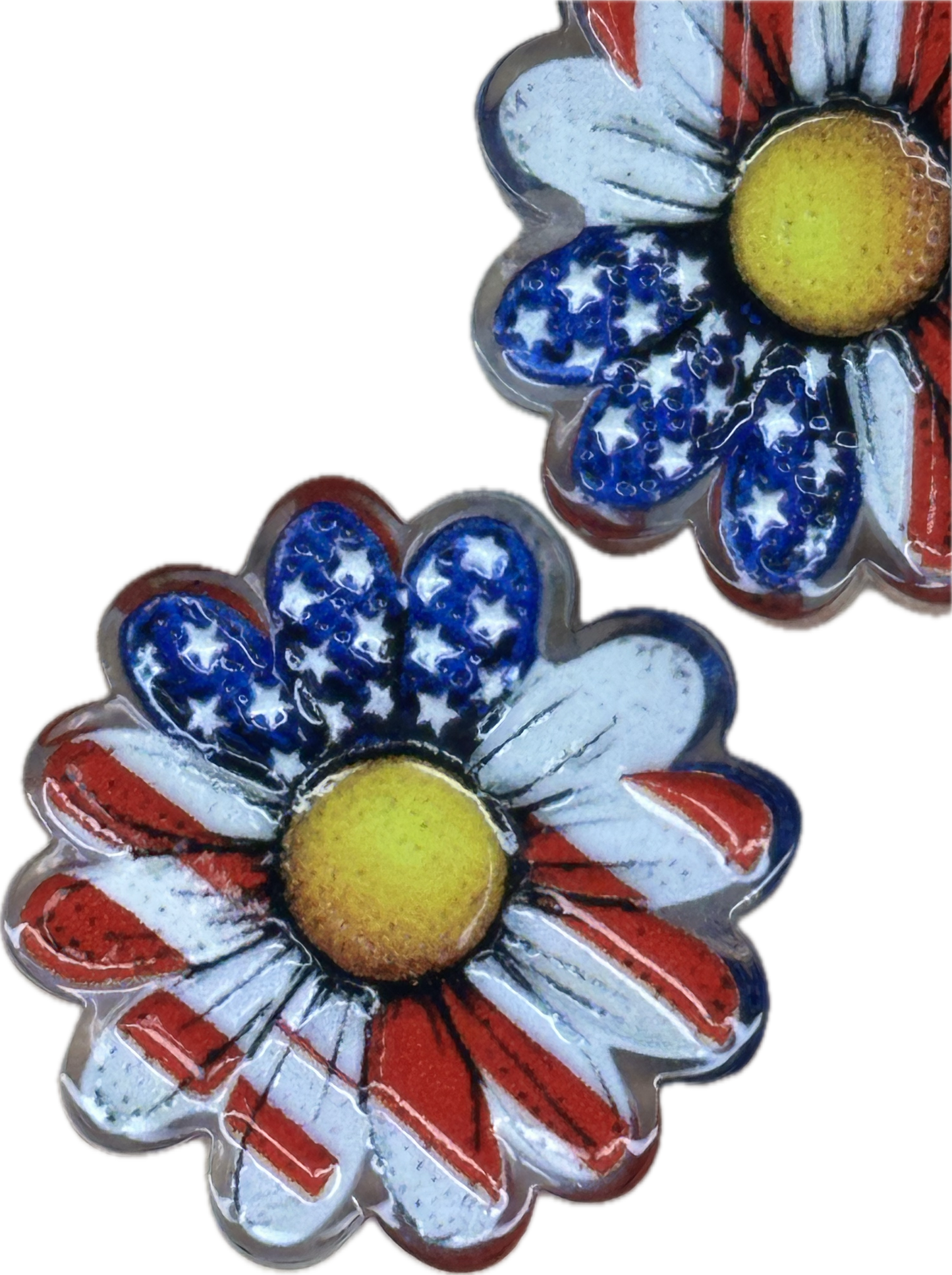 Daisy flower acrylic focal bead- set of 2/ focal bead/ pen beading / keychain bead/ military/ patriotic