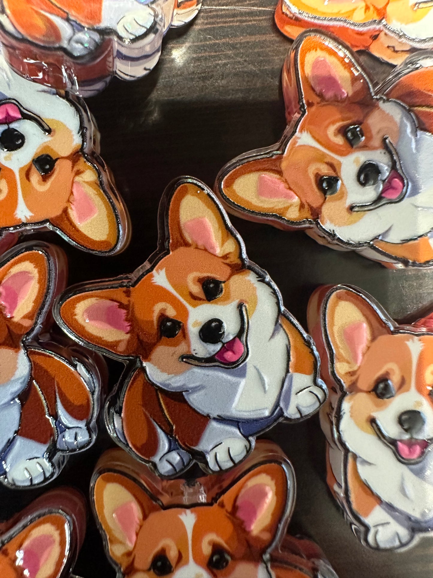 Corgi dog acrylic focal bead- set of 2/ focal bead/ pen beading / keychain bead/