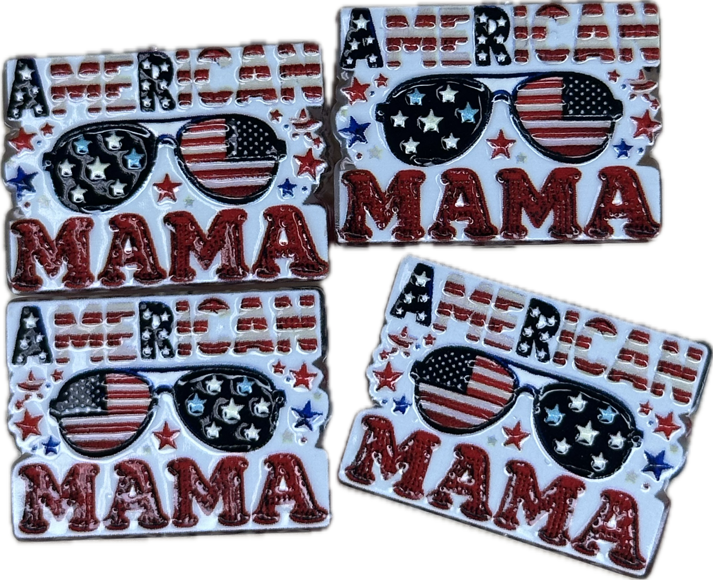 MAMA American Flag acrylic focal bead- set of 2/ focal bead/ pen beading / keychain bead/ patriotic
