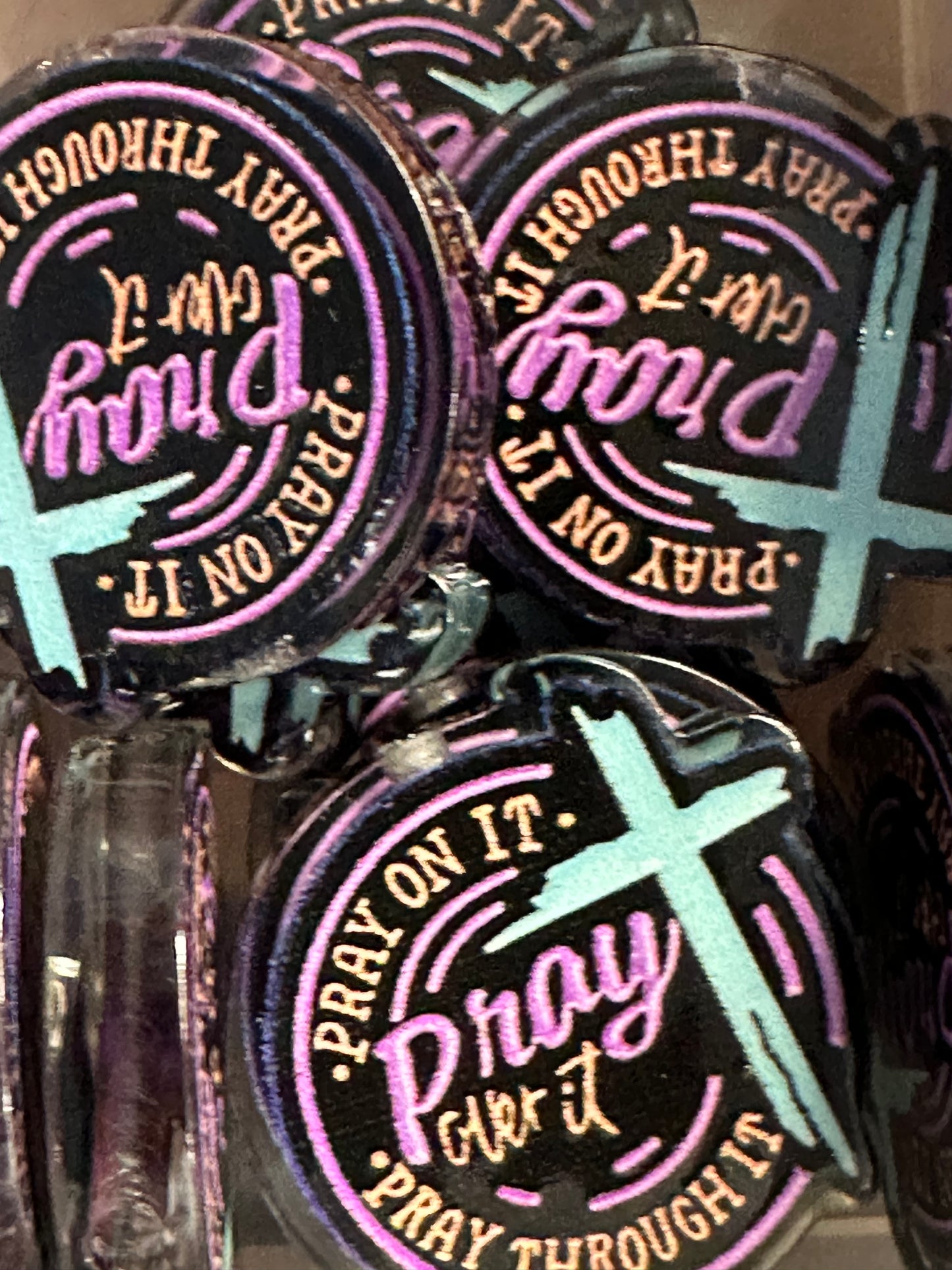 Pray acrylic focal bead- set of 2/ focal bead/ pen beading / keychain bead/
