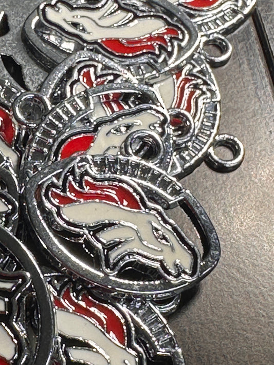 Enameled metal charms/ Denver Broncos pendant/ DIY charm bracelet/ DIY necklace