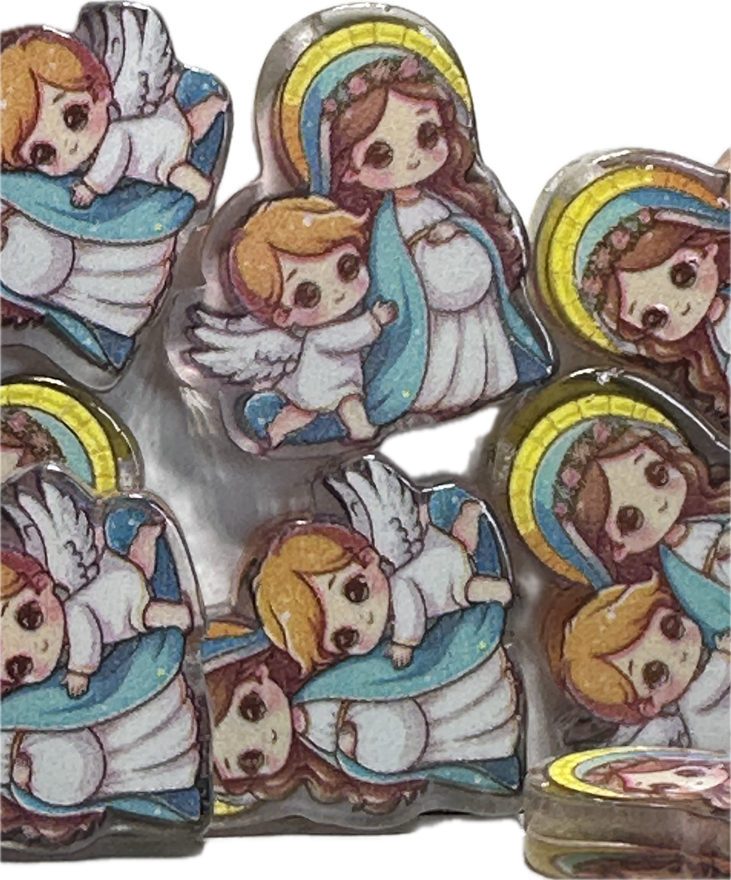 Angel and Mary acrylic focal bead- set of 2/ focal bead/ pen beading / keychain bead/ pregnant