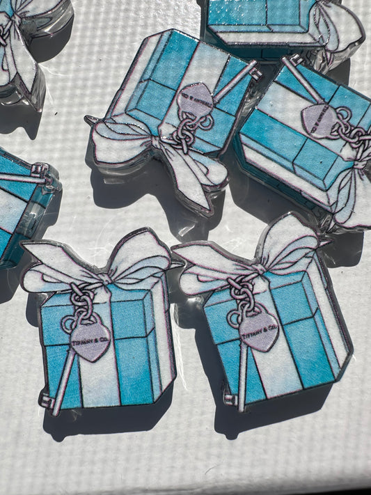 Little blue gift box acrylic focal bead- set of 2/ focal bead/ pen beading / keychain bead /jewelry store