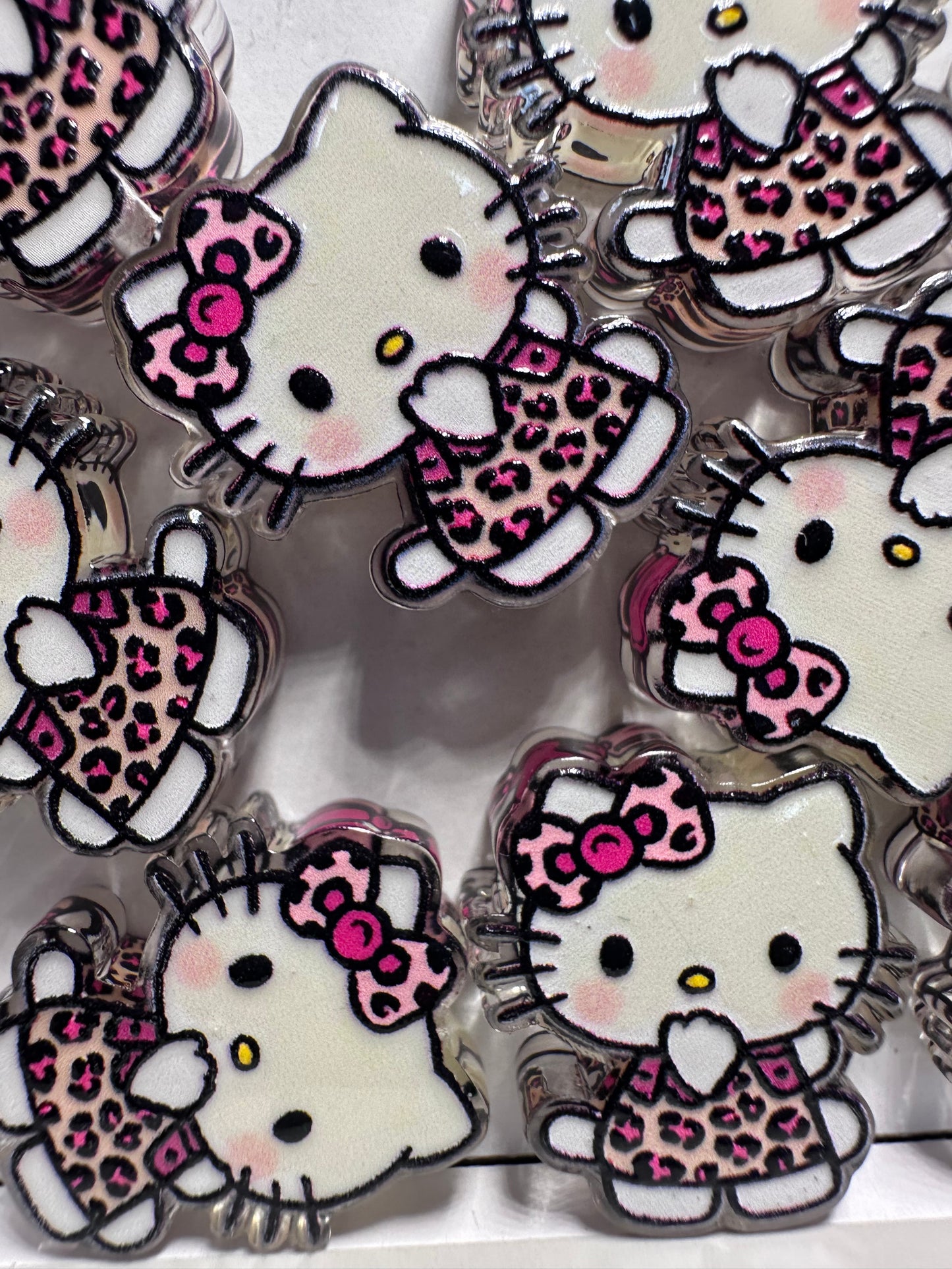 Cat in leopard dress  acrylic focal bead- set of 2/ focal bead/ pen beading / keychain bead/HK