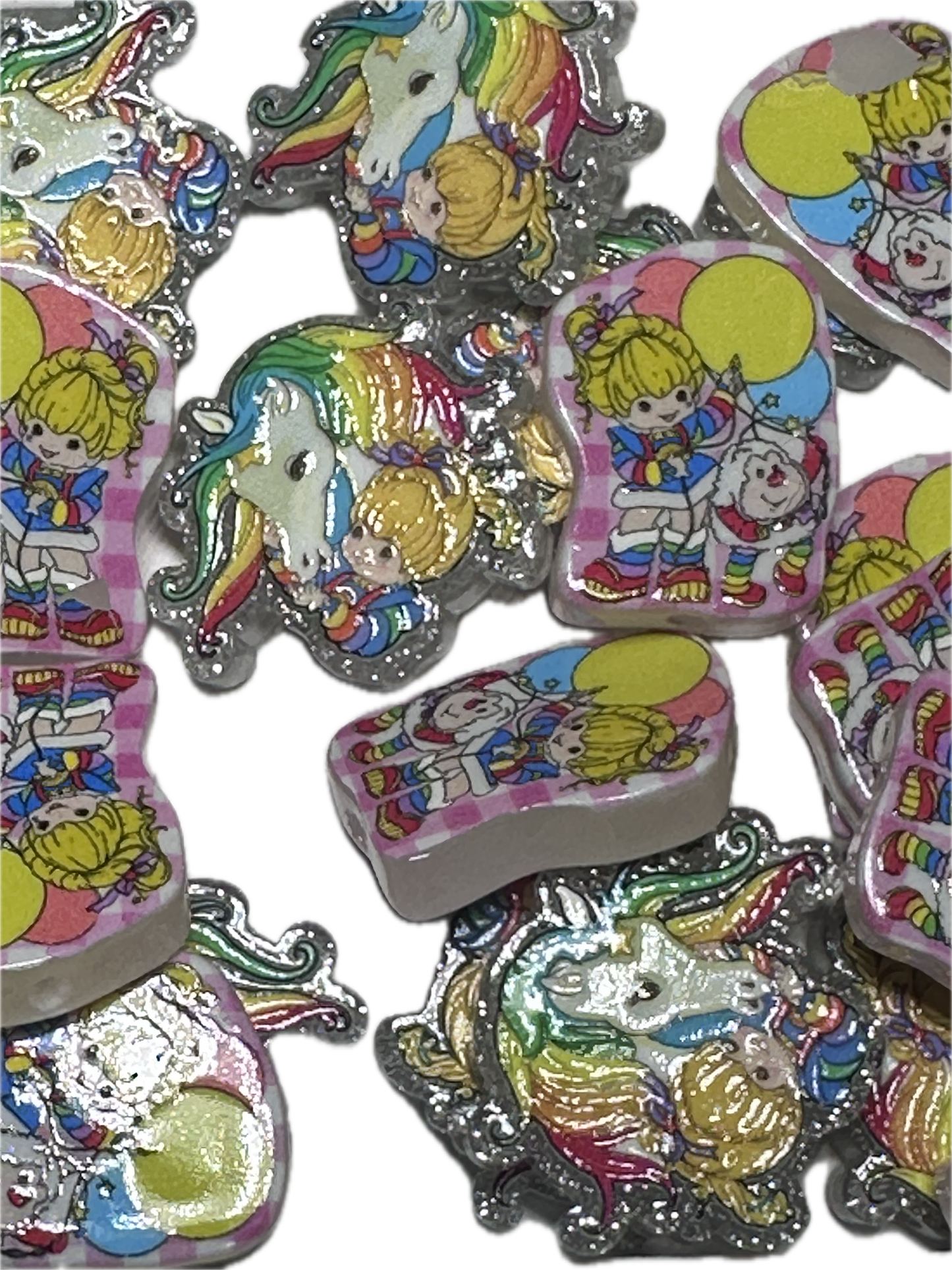 Two different rainbow acrylic focal bead- set of 2/ focal bead/ pen beading / keychain bead/one of each design
