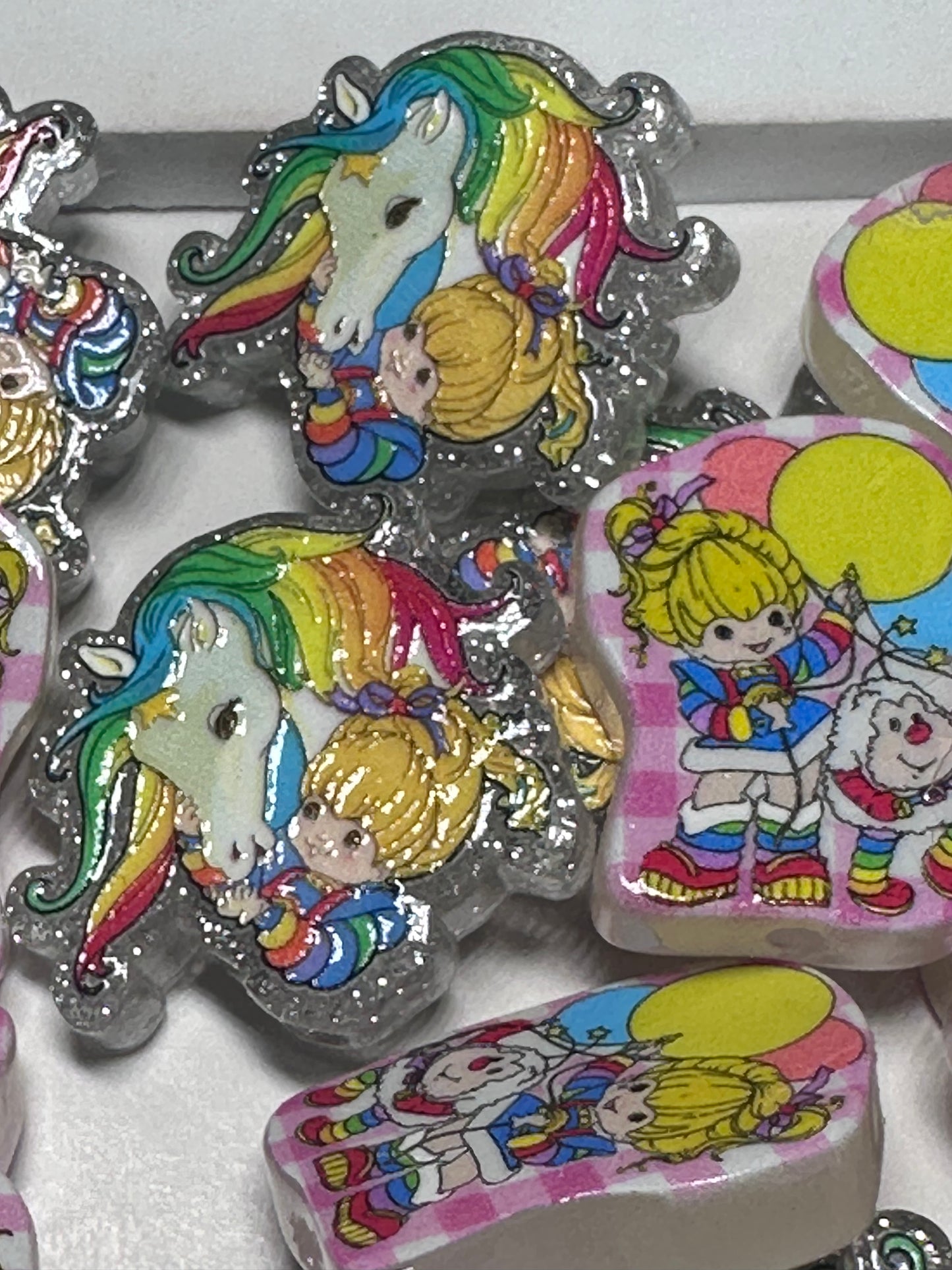 Two different rainbow acrylic focal bead- set of 2/ focal bead/ pen beading / keychain bead/one of each design