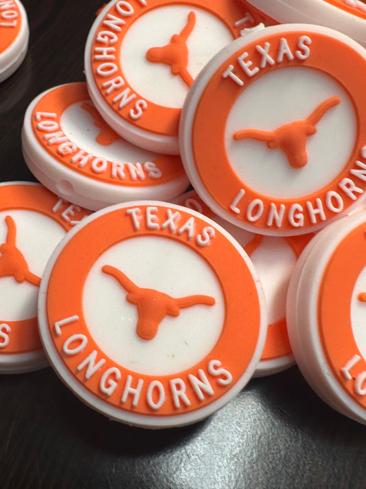 Texas Longhorns focal beads/ NFL /Focal Bead/ beadable pen/ Round Silicone  bead/ keychain bead / Football/