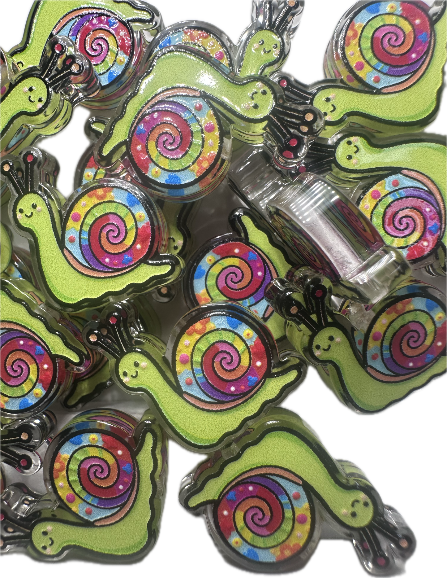 Colorful snail acrylic focal bead- set of 2/ focal bead/ pen beading / keychain bead/