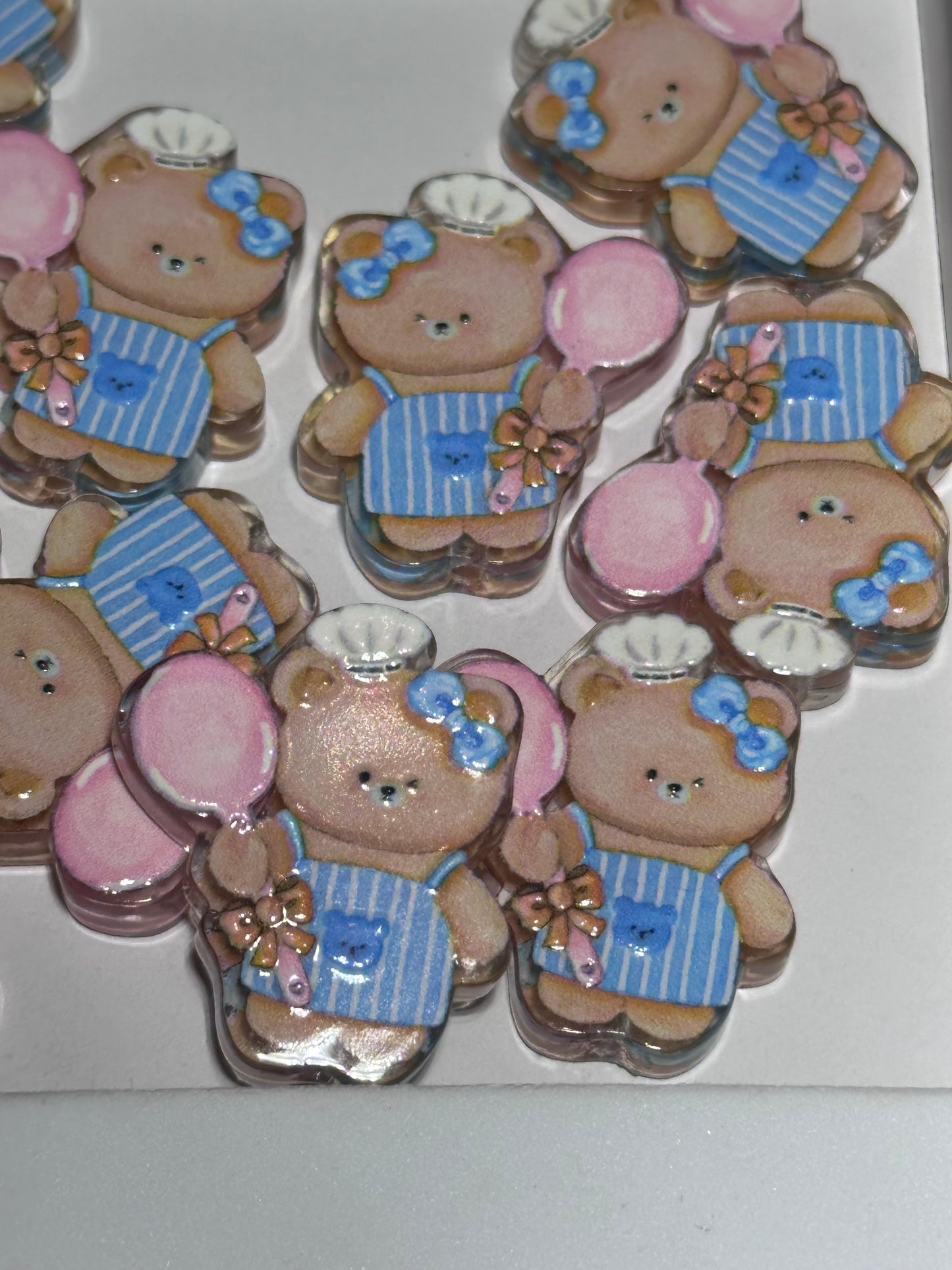 Teddy Bear acrylic focal bead- set of 2/ focal bead/ pen beading / keychain bead/