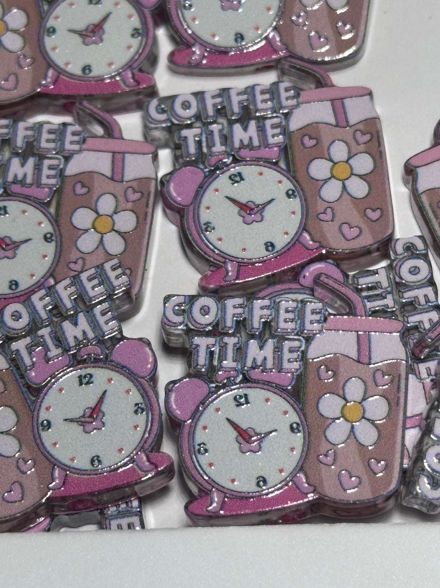 Coffee Time acrylic focal bead- set of 2/ focal bead/ pen beading / keychain bead/ drink