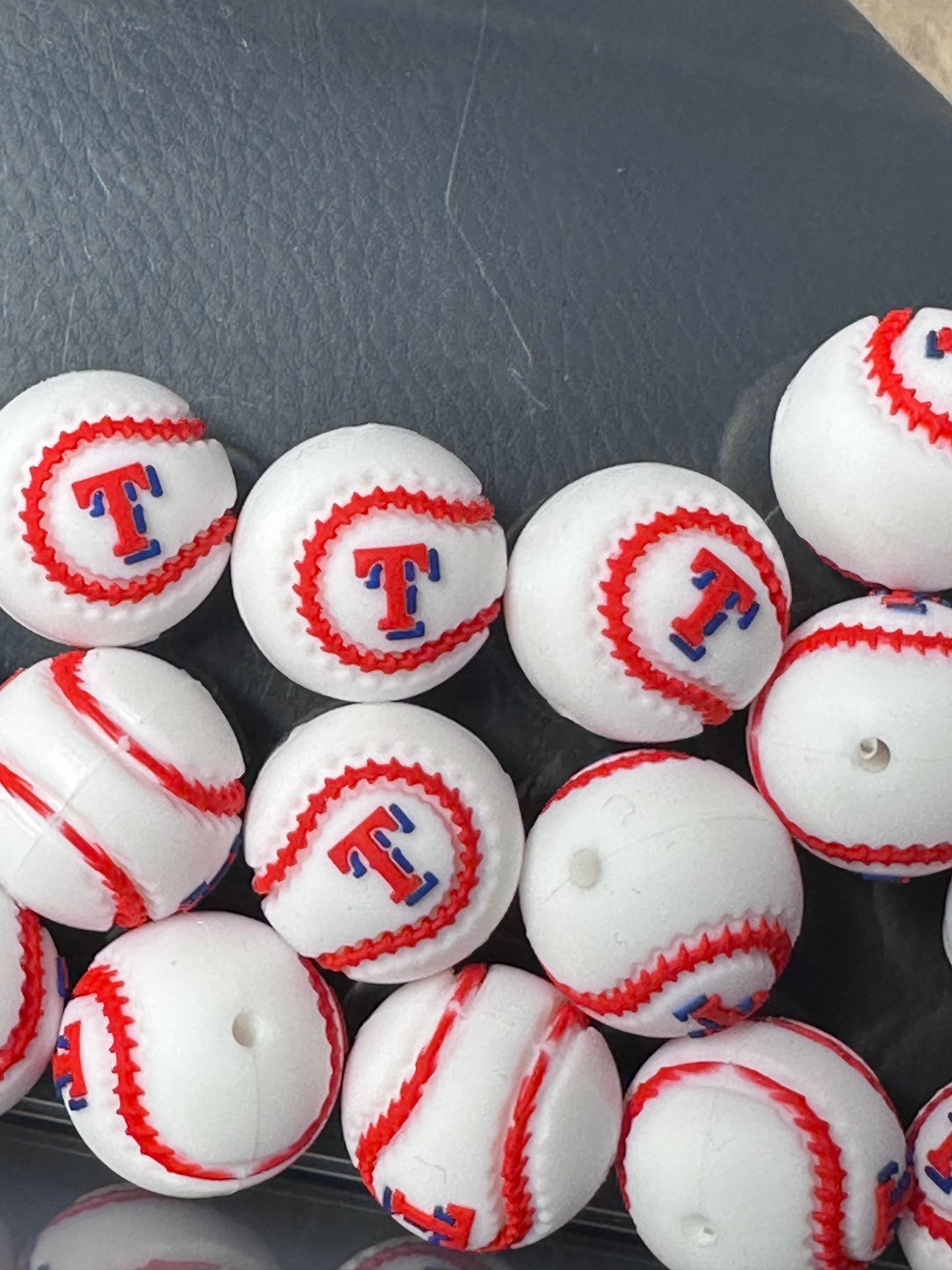 3D baseball team focal bead/ baseball shaped silicone focal bead
