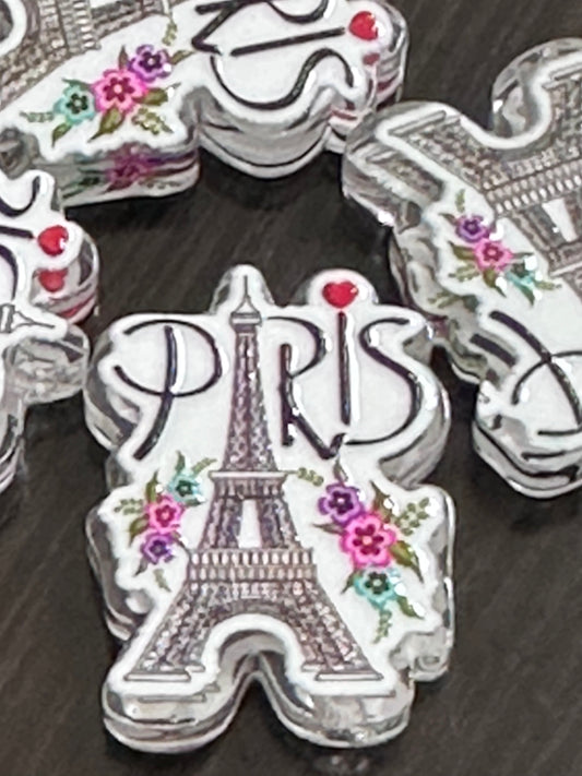 Paris acrylic focal bead- set of 2/ focal bead/ pen beading / keychain bead /cute for a travel pen