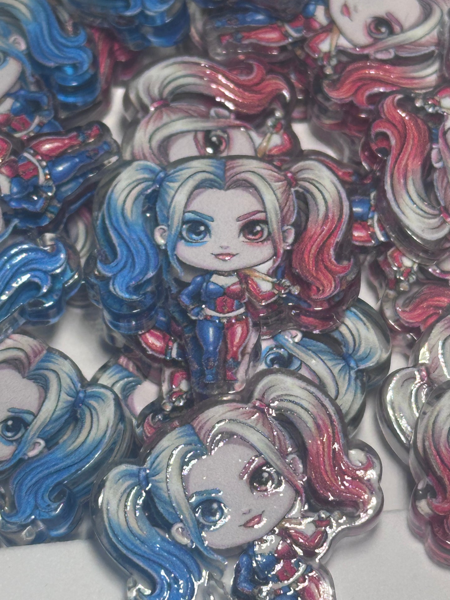 Harlequin acrylic focal bead- set of 2/ focal bead/ pen beading / keychain bead/ Girl