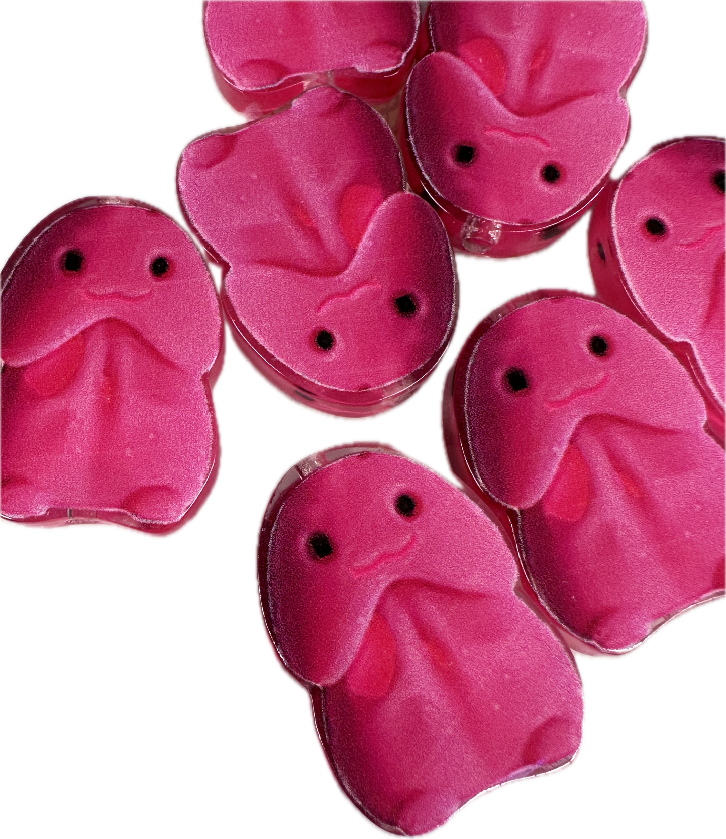 Pink weenie acrylic focal bead- set of 2/ focal bead/ pen beading / keychain bead/ naughty