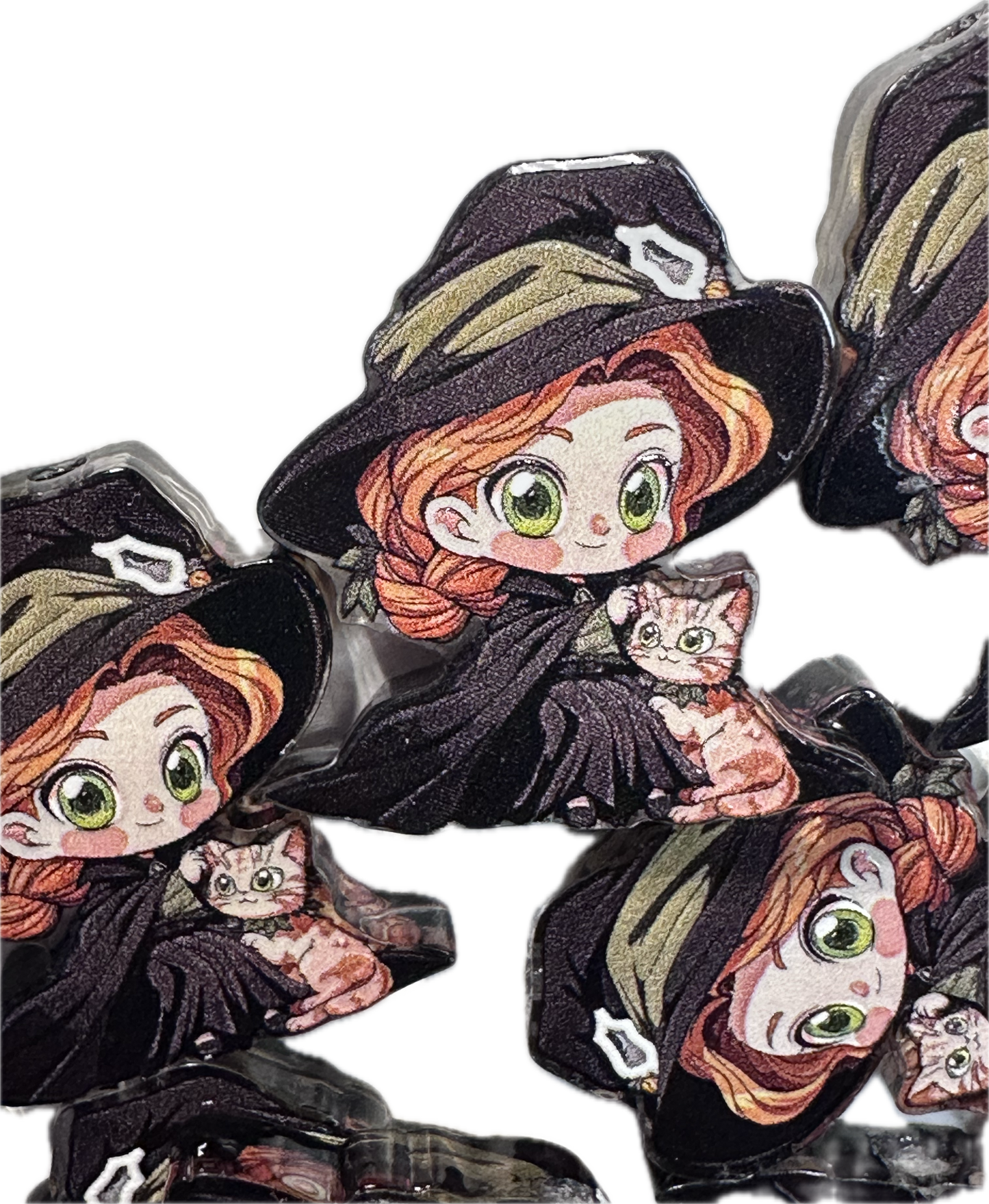 Flying girl witch acrylic focal bead- set of 2/ focal bead/ pen beading / keychain bead/ broom/ HP